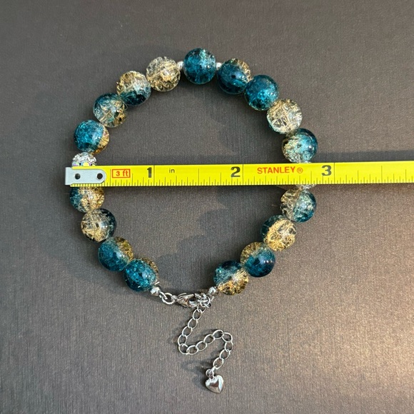 Ocean & Gold Shimmer Beaded Bracelet - Picture 5 of 5